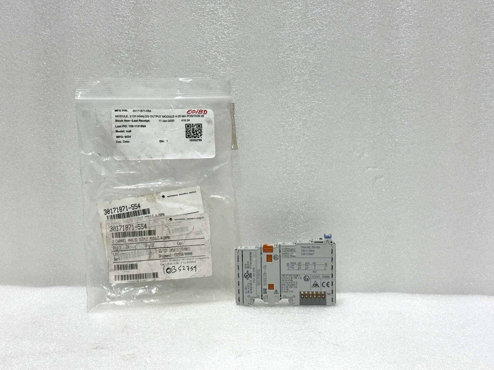 WAGO 750-554 2 CHANNEL ANALOG OUTPUT MODULE 4-20ma – NEW