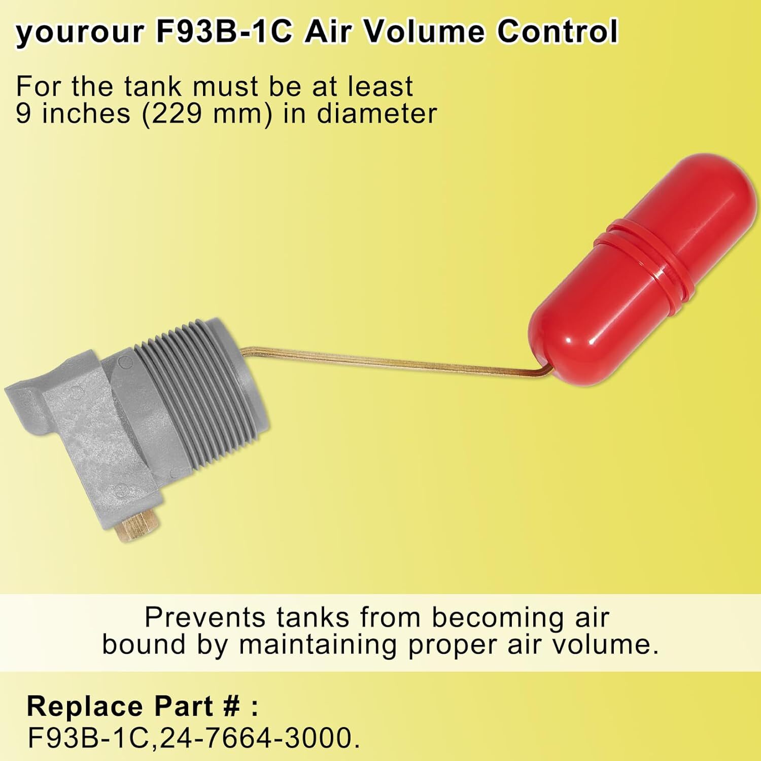 F93B-1C Air Volume Controls for Deep Wells, Tank 1-1/4 in MNPT, 1/4 in PTF SAE
