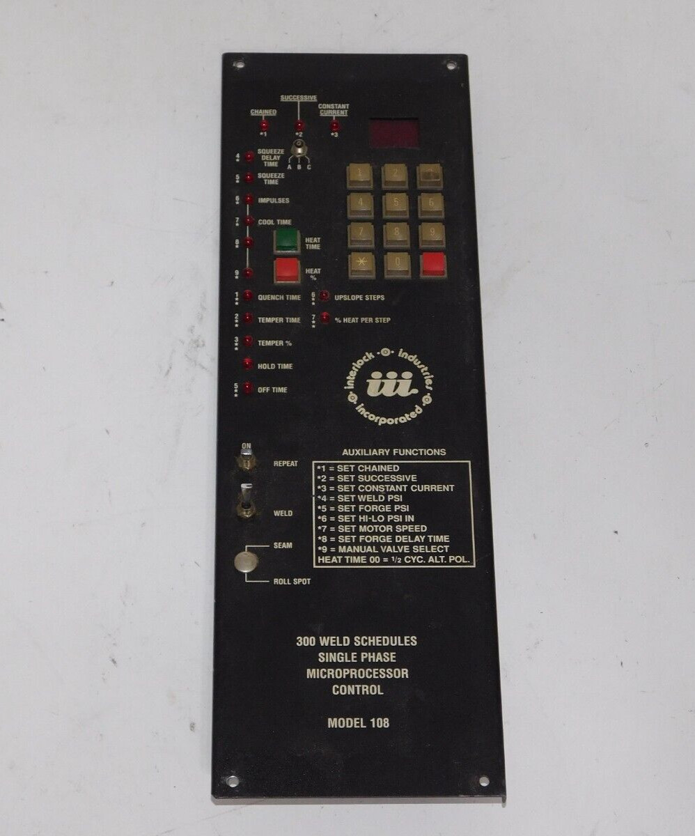 III 108 Interlock 300 Weld Schedules Single Phase Microprocessor Control Module