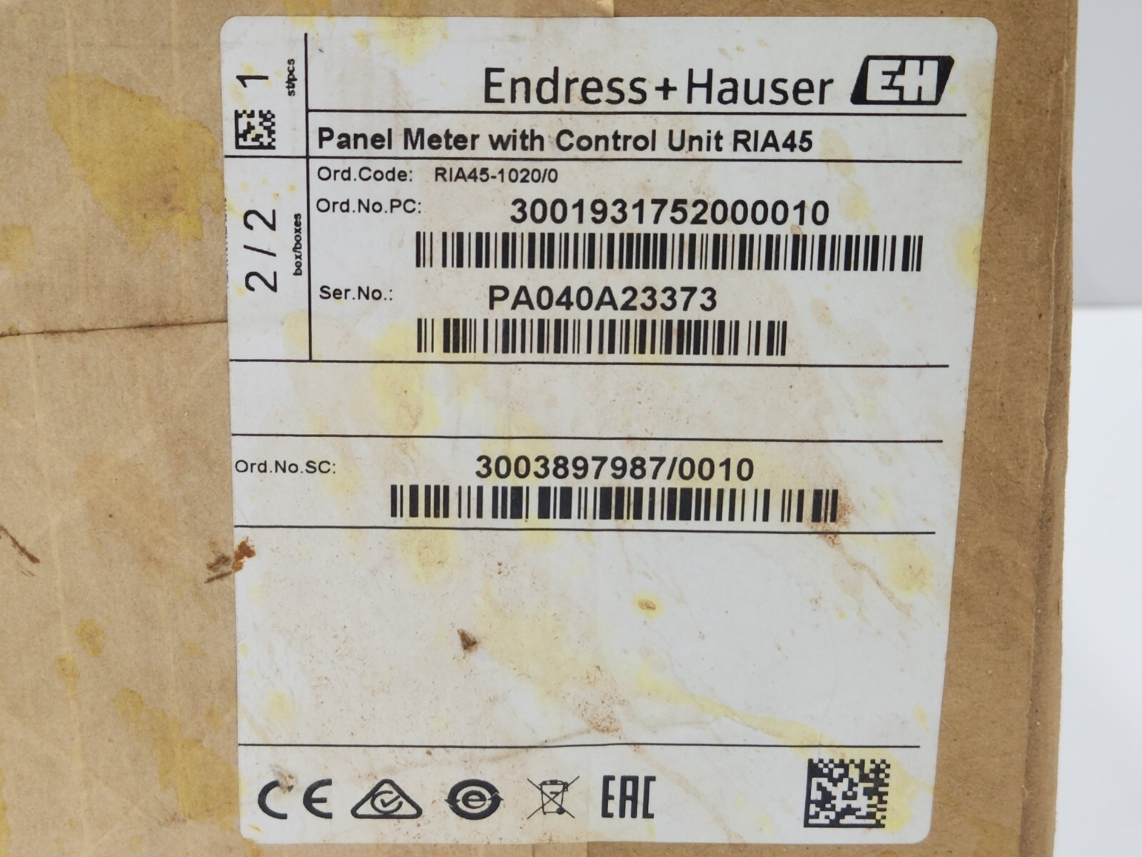 ENDRESS+HAUSER RIA45-A1A1 PANEL METER WITH CONTROL UNIT 24-230V