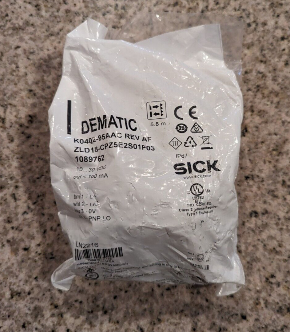 SICK Photoelectric Sensor ZLD18-CPZE2S01P03 DEMATIC K0402-95AAC 1089762 REV AF