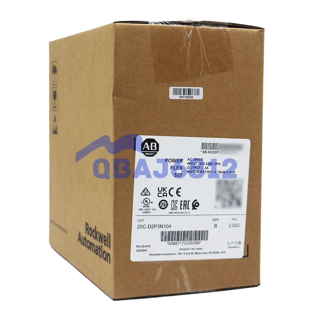 NEW ALLEN BRADLEY 25C-D2P3N104 POWERFLEX 527 1.0HP 0.75 kW 2.3 Amps AC DRIVE