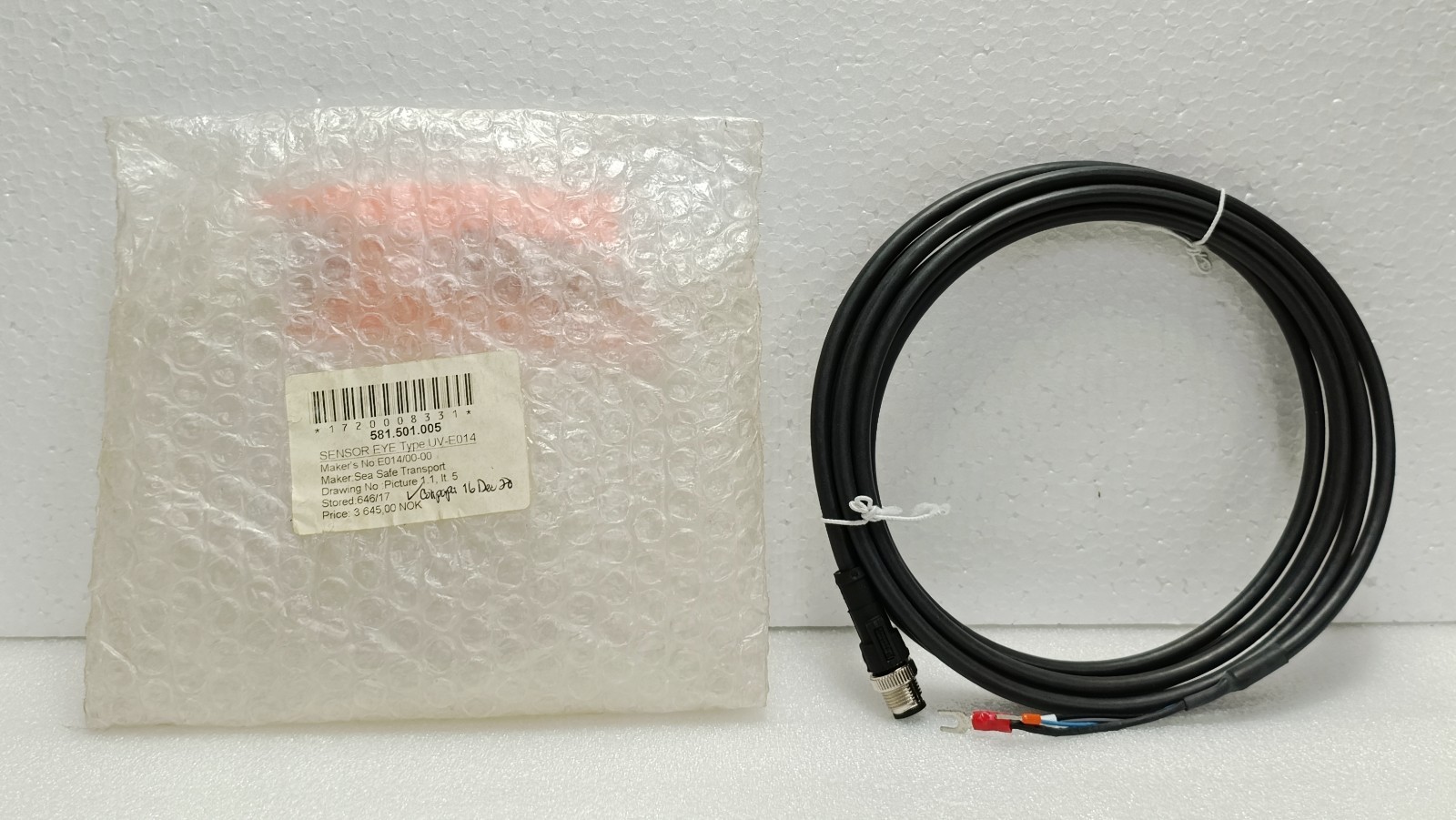 Phoenix Contact 1576465 M12 Female 5-Pin Cable 2.95m PUR SENSOR EYE UV-E014