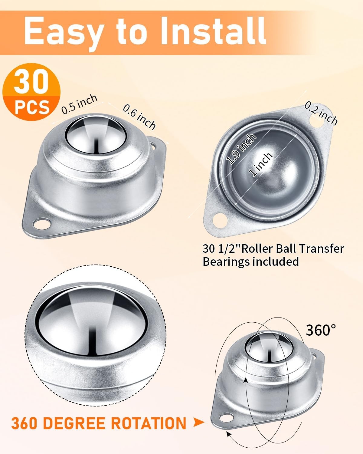Conveyor Rollers 1″ Heavy-Duty Support Roller Bearings 20 PCS Roller Balls fo…