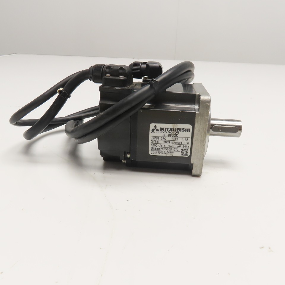 Mitsubishi HF-KP23K 3AC 111V 1.4V200W 3000RPM AC Servo Motor 14mm Shaft