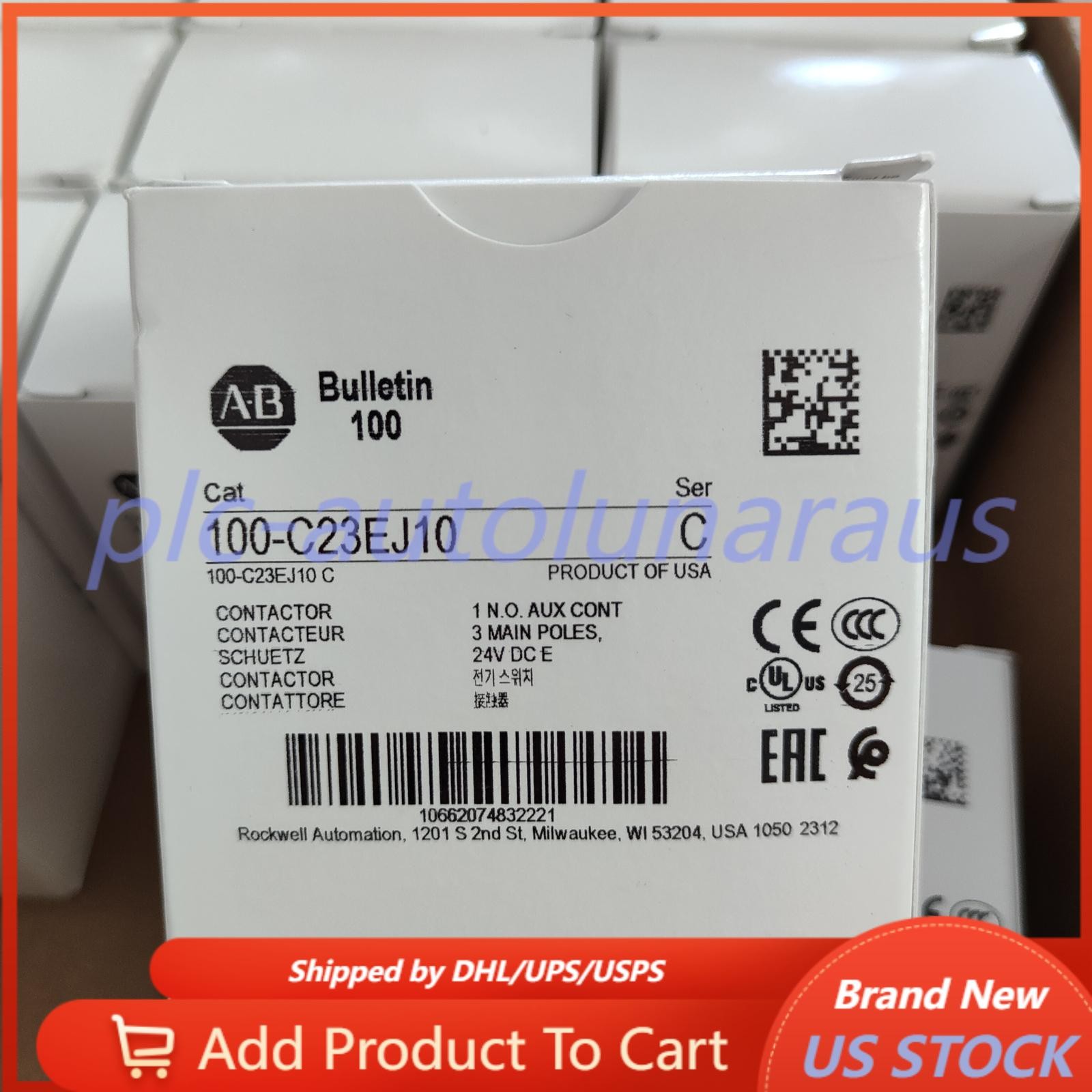 NEW ALLEN-BRADLEY IEC AB 100-C23EJ10 STANDARD CONTACTOR 23 AMP 24VDC US Free Tax