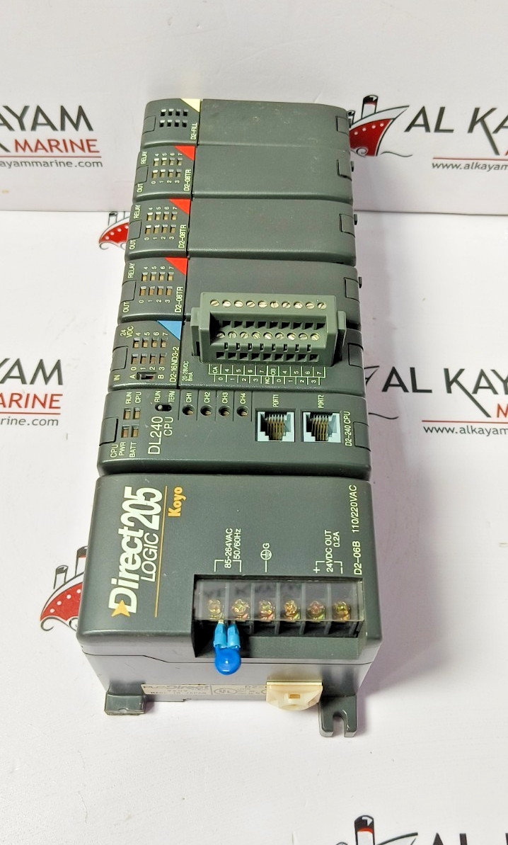 KOYO DIRECT LOGIC 205 D2-06B, DL240 CPU, D2-16ND3-2, 3X D2-08TR, D2-FILL