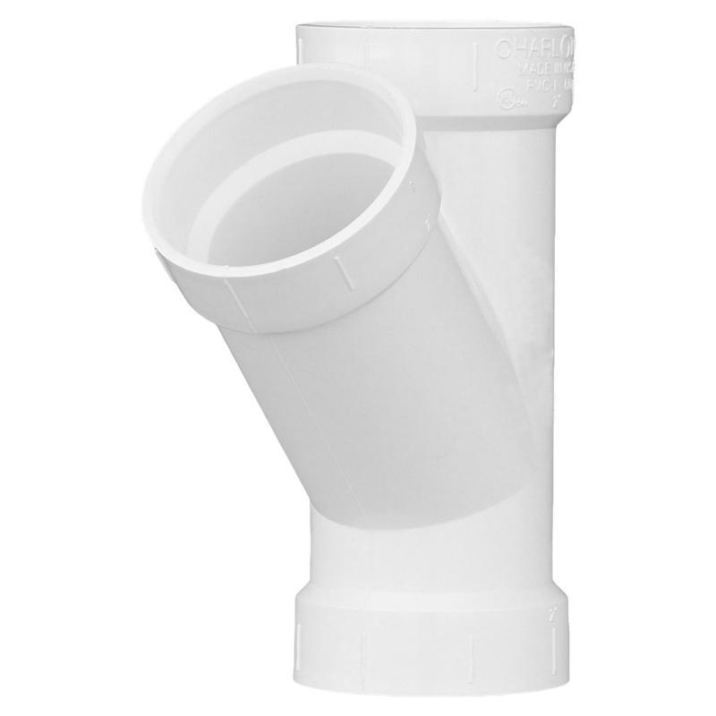 Charlotte Pipe PVC006001000 White PVC Schedule 40 Wye 2 x 2 x 2 Hub Dia. in.