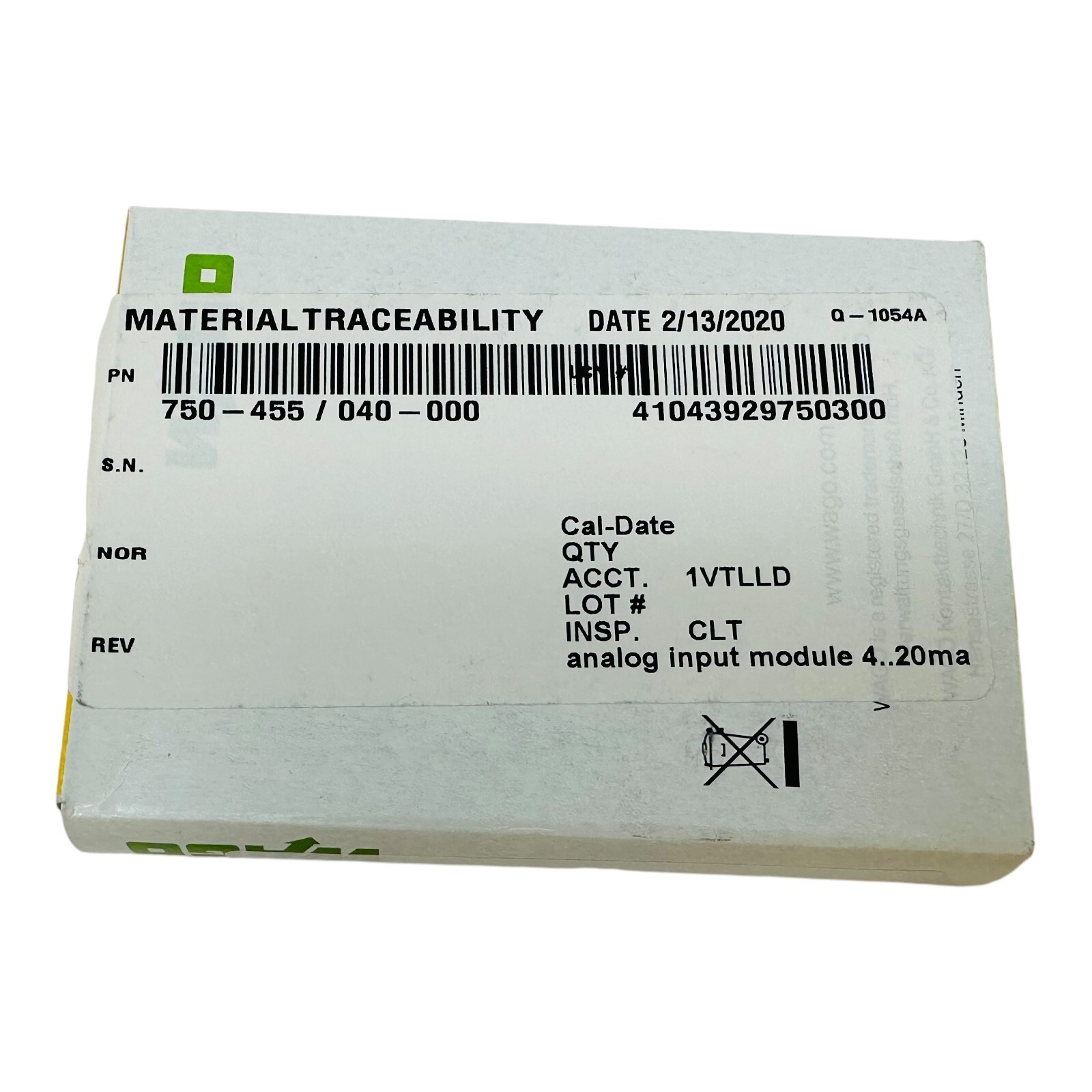 WAGO 750-455/040-000 4-channel analog input NEW IN BOX NOS SEALED