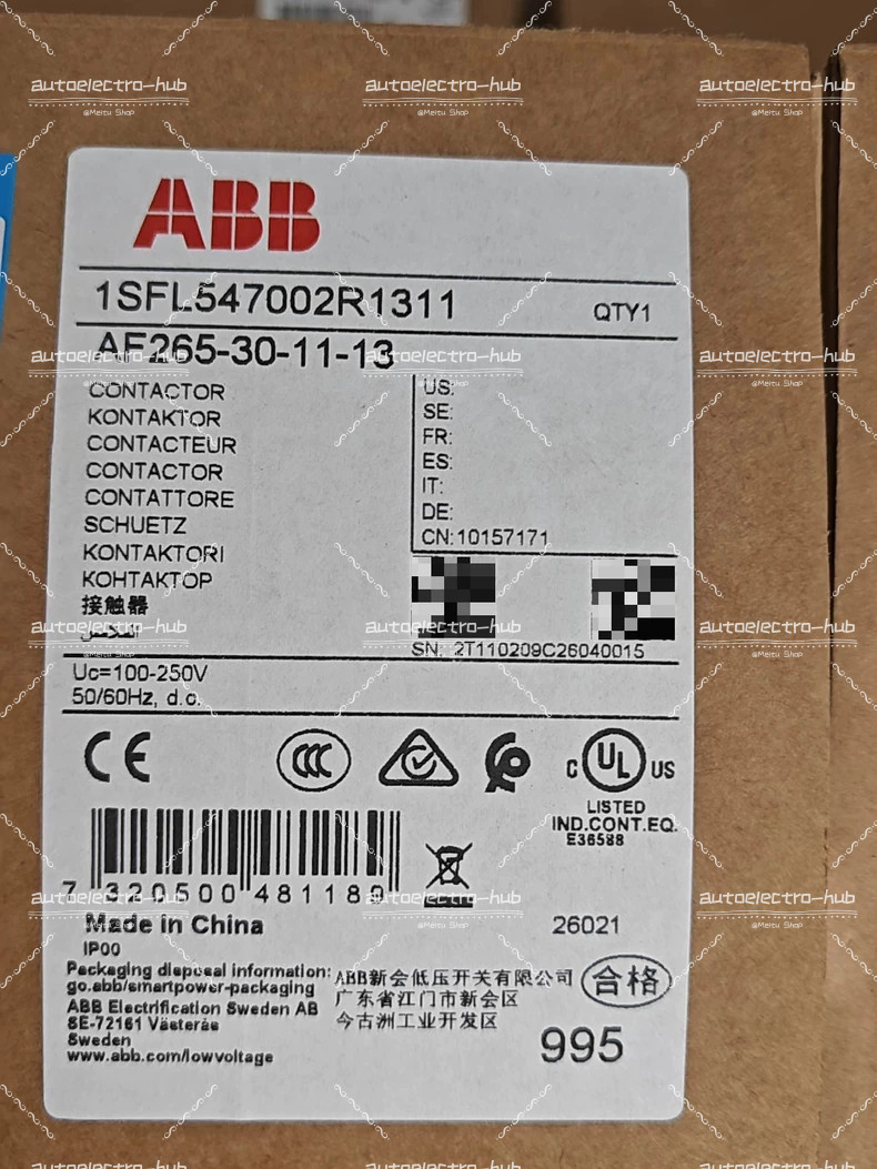 1PCS NEW ABB AF265-30-11-13 Contactor Shipping Via DHL or FedEx.