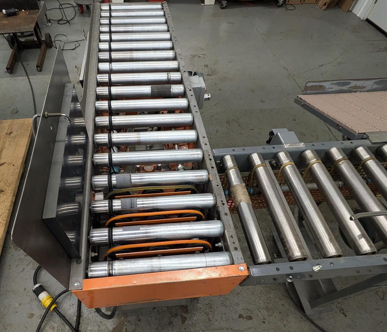 roller conveyor, 90 degree transition, pack station