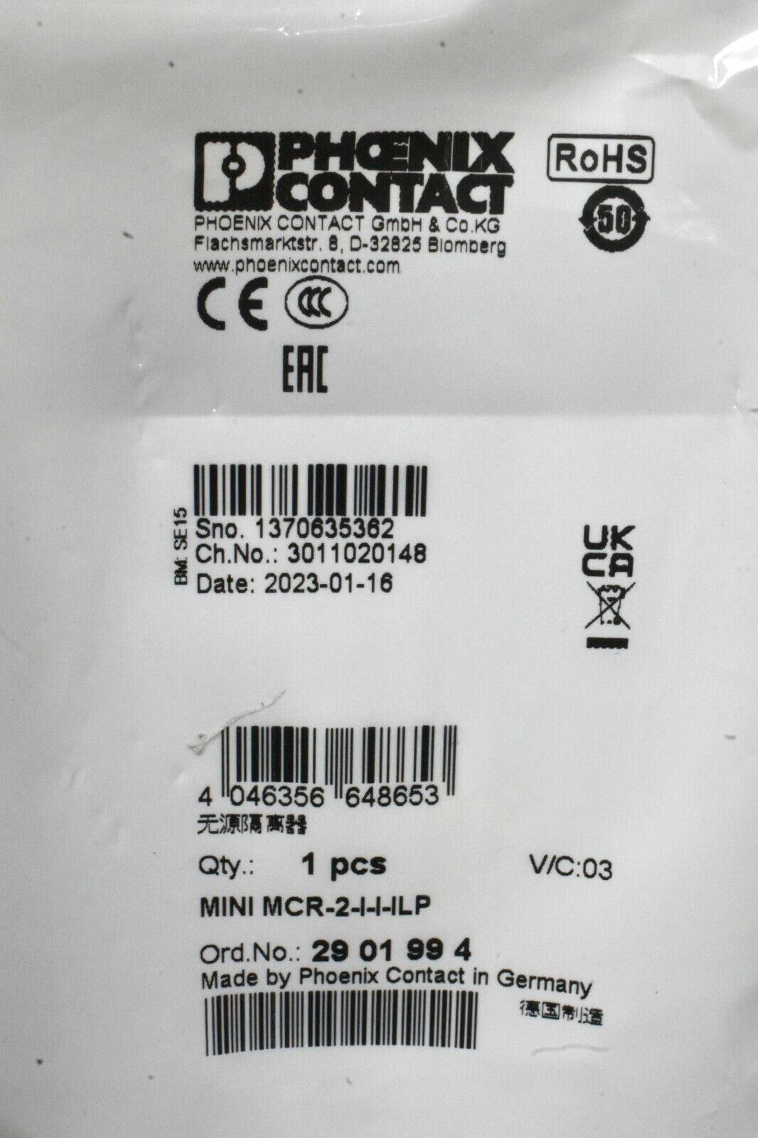 Phoenix Contact MINI MCR-2-I-I-ILP Loop-Powered Isolator 2901994