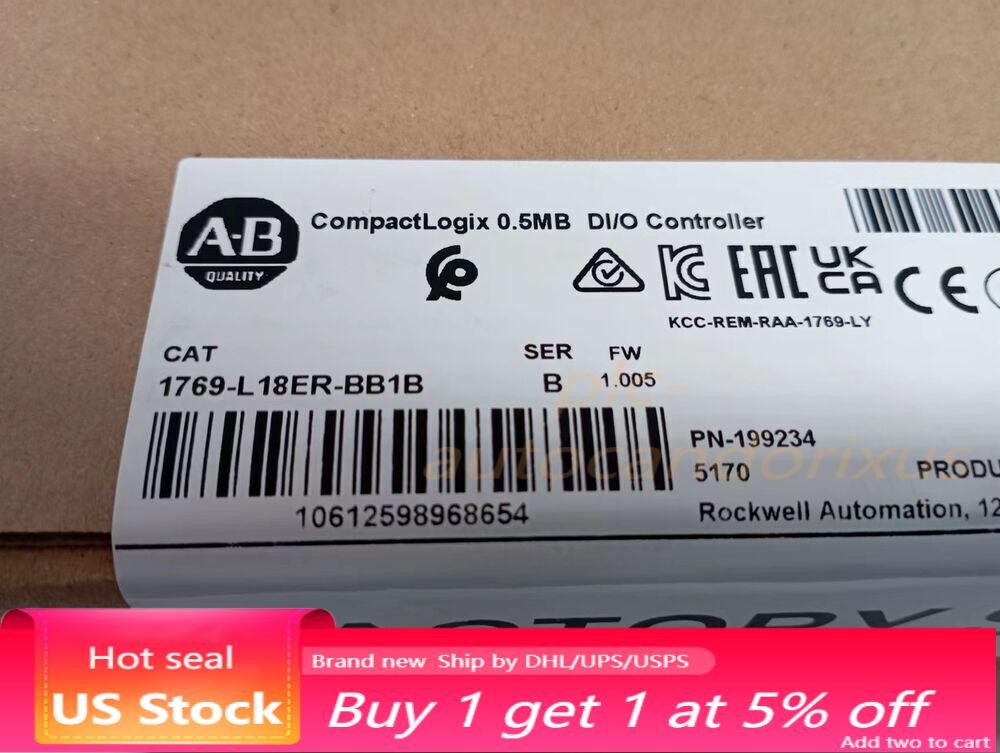New Sealed Allen-Bradley 1769-L18ER-BB1B CompactLogix 0.5MB DI/O Controller