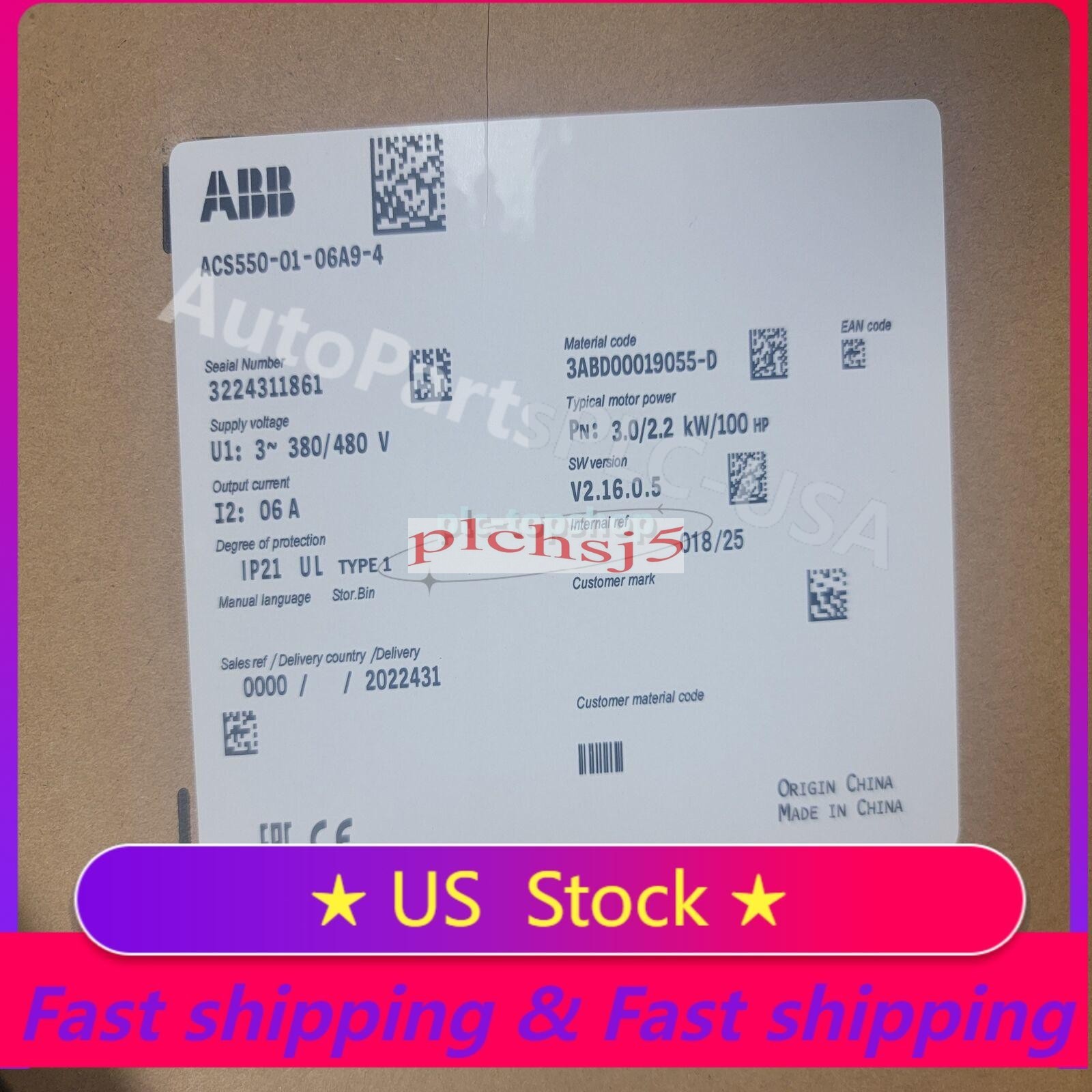 ABB New in Box ACS550-01-06A9-4 ABB Inverter 380V 3KW No Keypad STOCK