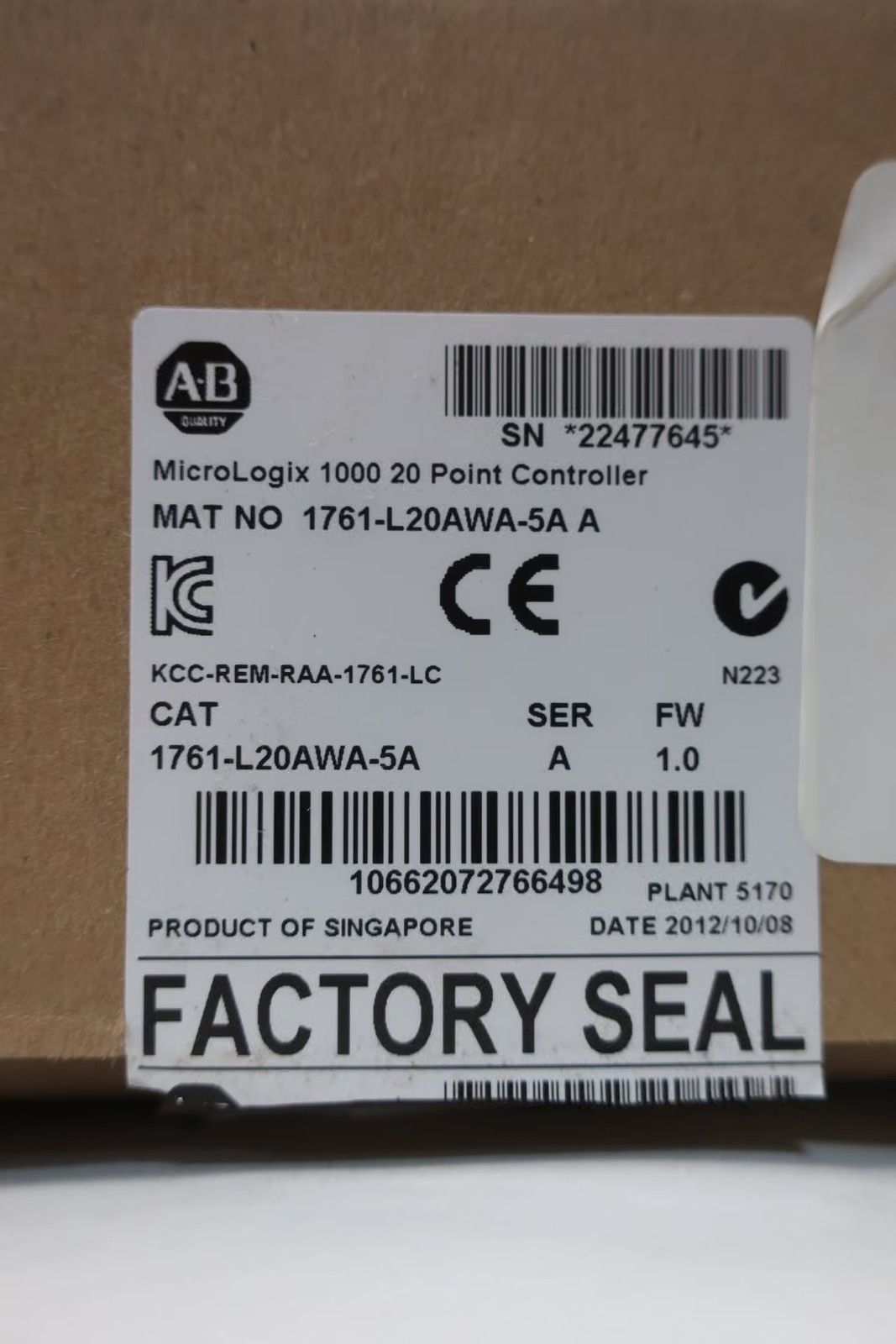 Allen Bradley 1761-L20AWA-5A Micrologix 1000 20 Pt Controller Ser A