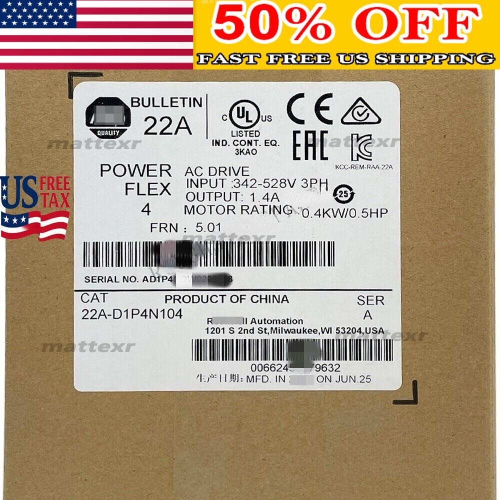 1P AB 22A-D1P4N104 New Sealed 22A-D1P4N104 /A PowerFlex 4 0.4 kW 0.5 HP AC Drive