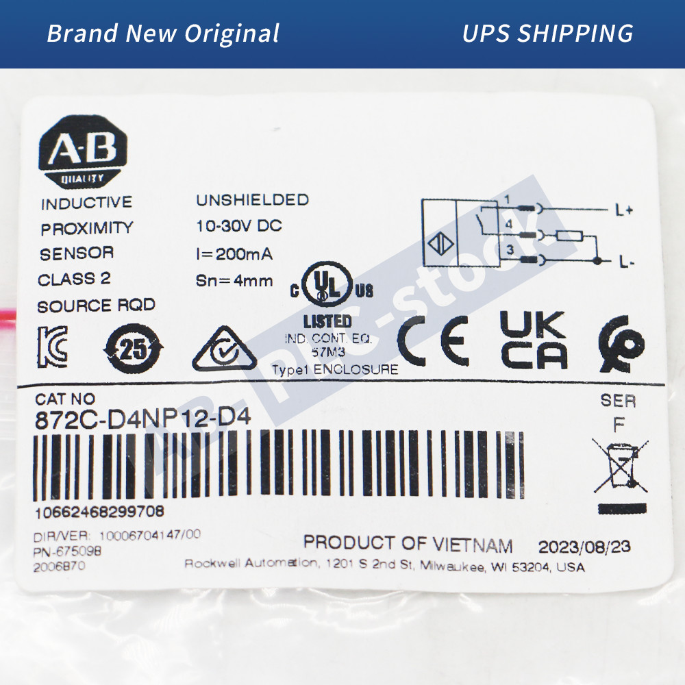 872C-D4NP12-D4 Allen-Bradley 12 mm Barrel Inductive Prox Sensor