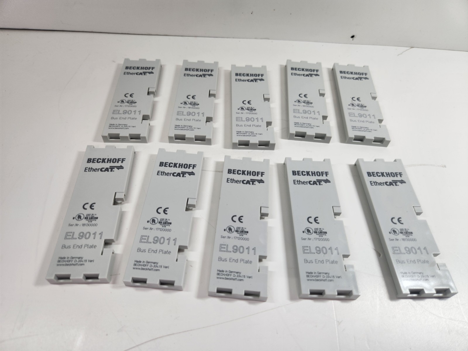LOT OF 10 Beckhoff EL9011 Ether CAT Bus End Cover Plate