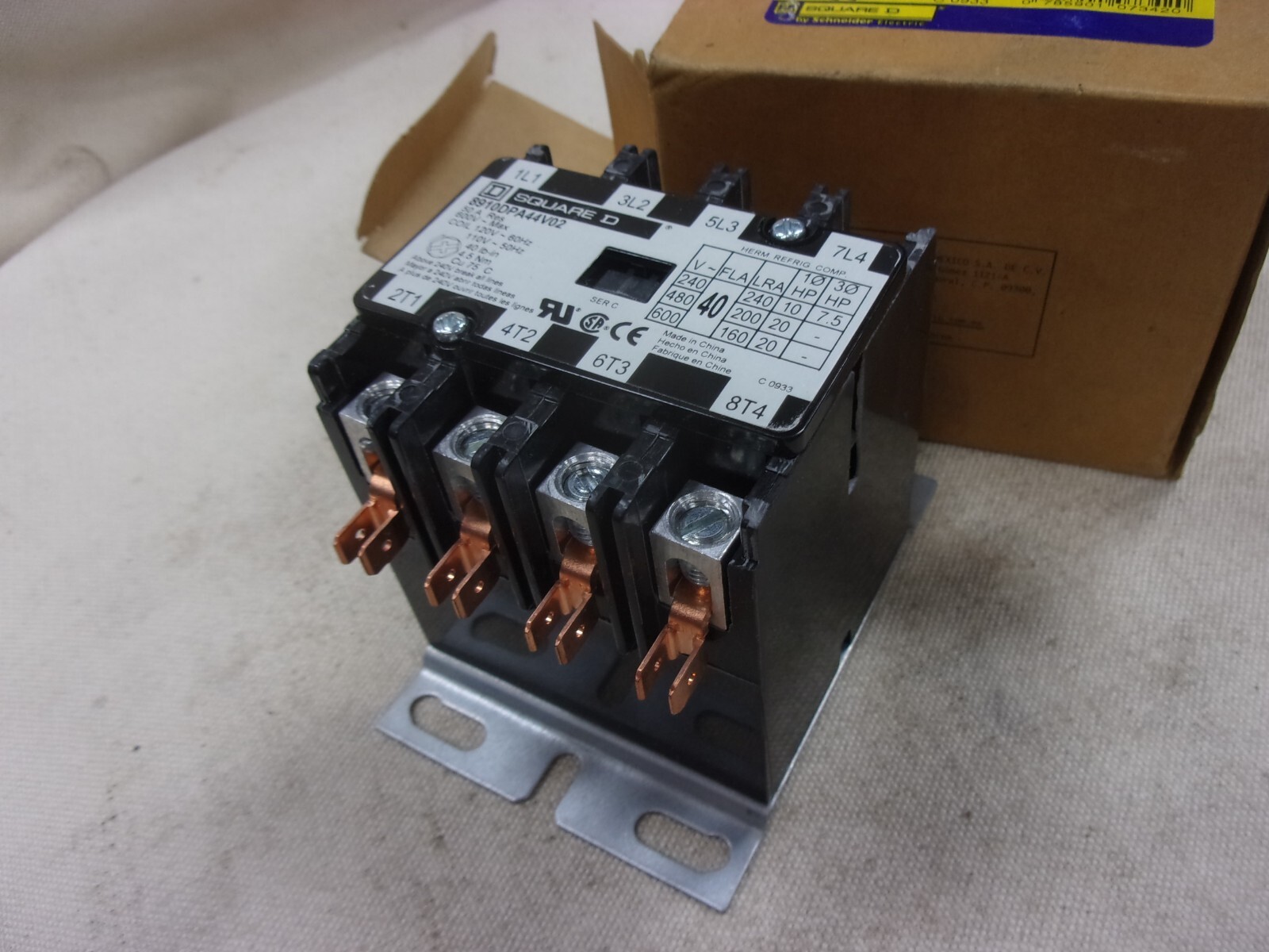 SQUARE D Mag Electric Motor Starter Relay Contactor 4 Pole 120 V AC Coil 7.5 Hp