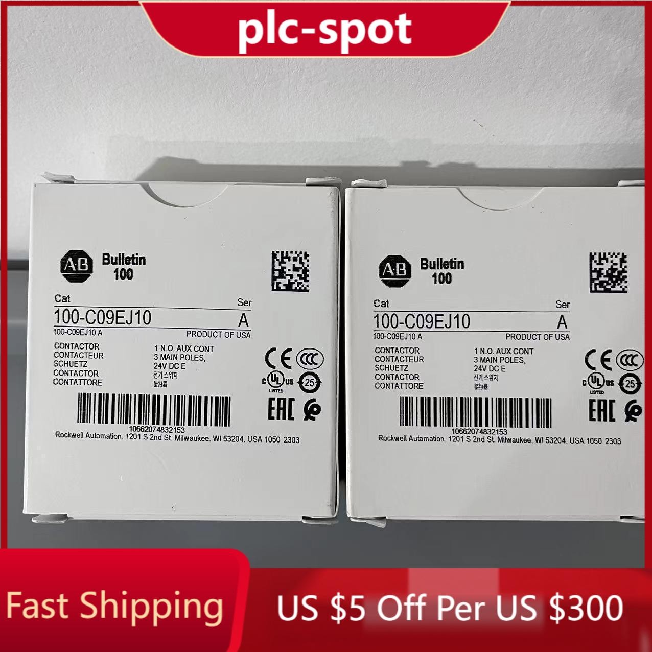 New Allen-Bradley 100-C09EJ10 /A IEC Contactor 24V DC 3-Pole 9A US Stock
