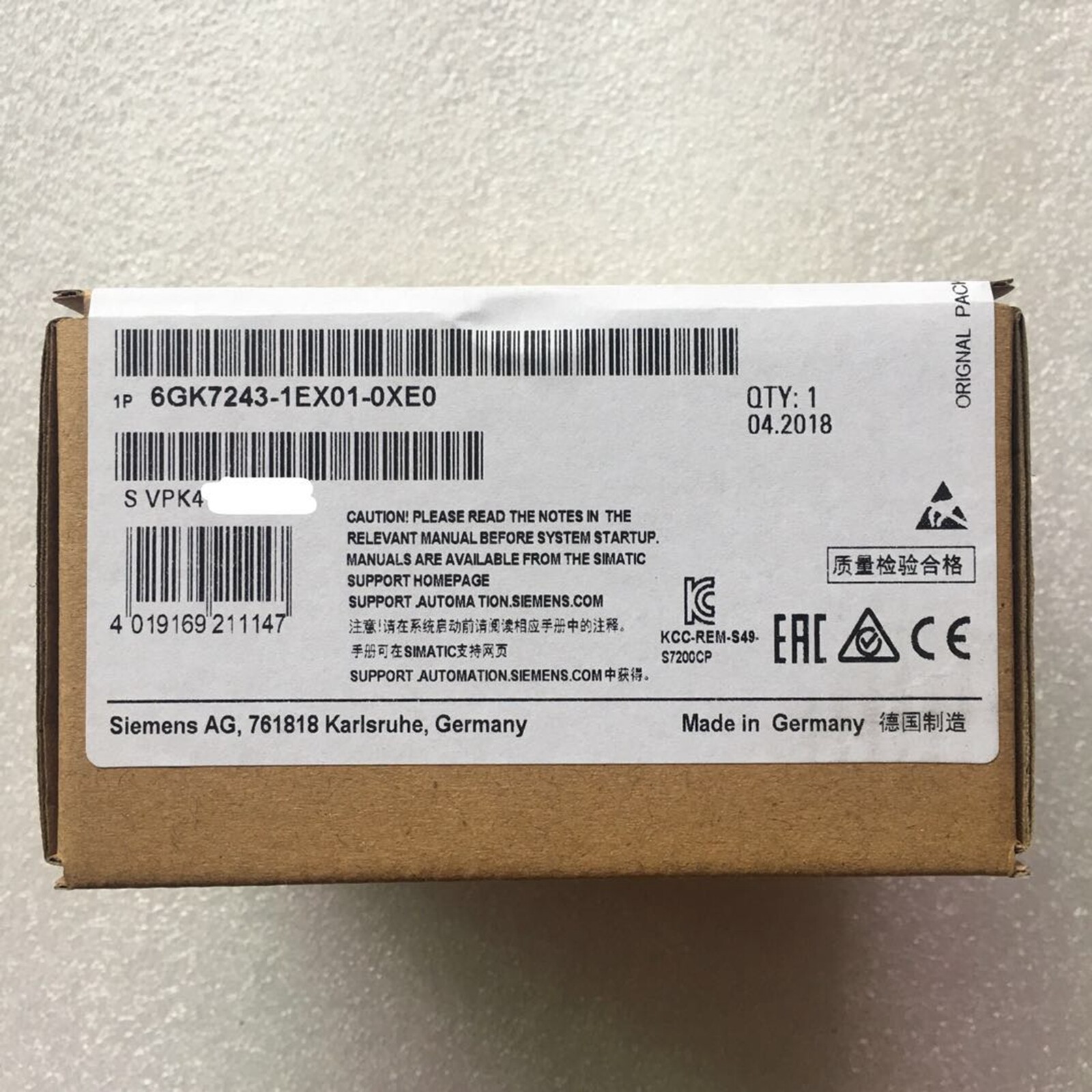 NEW Siemens 6GK7243-1EX01-0XE0 6GK7 243-1EX01-0XE0 Ethernet Module