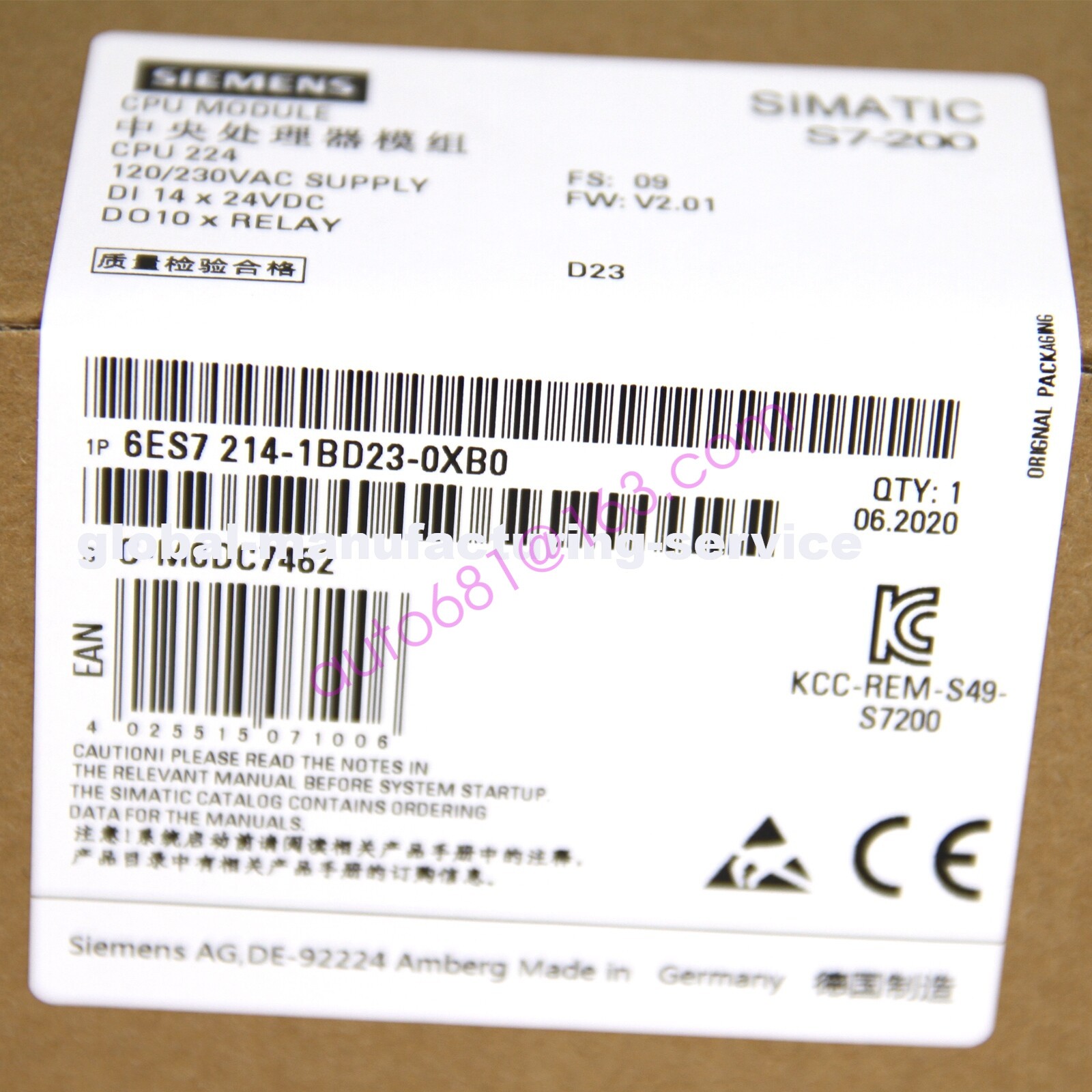 NEW SIEMENS 6ES7 214-1BD23-0XB0 6ES7214-1BD23-0XB0 CPU Module Made In Germany