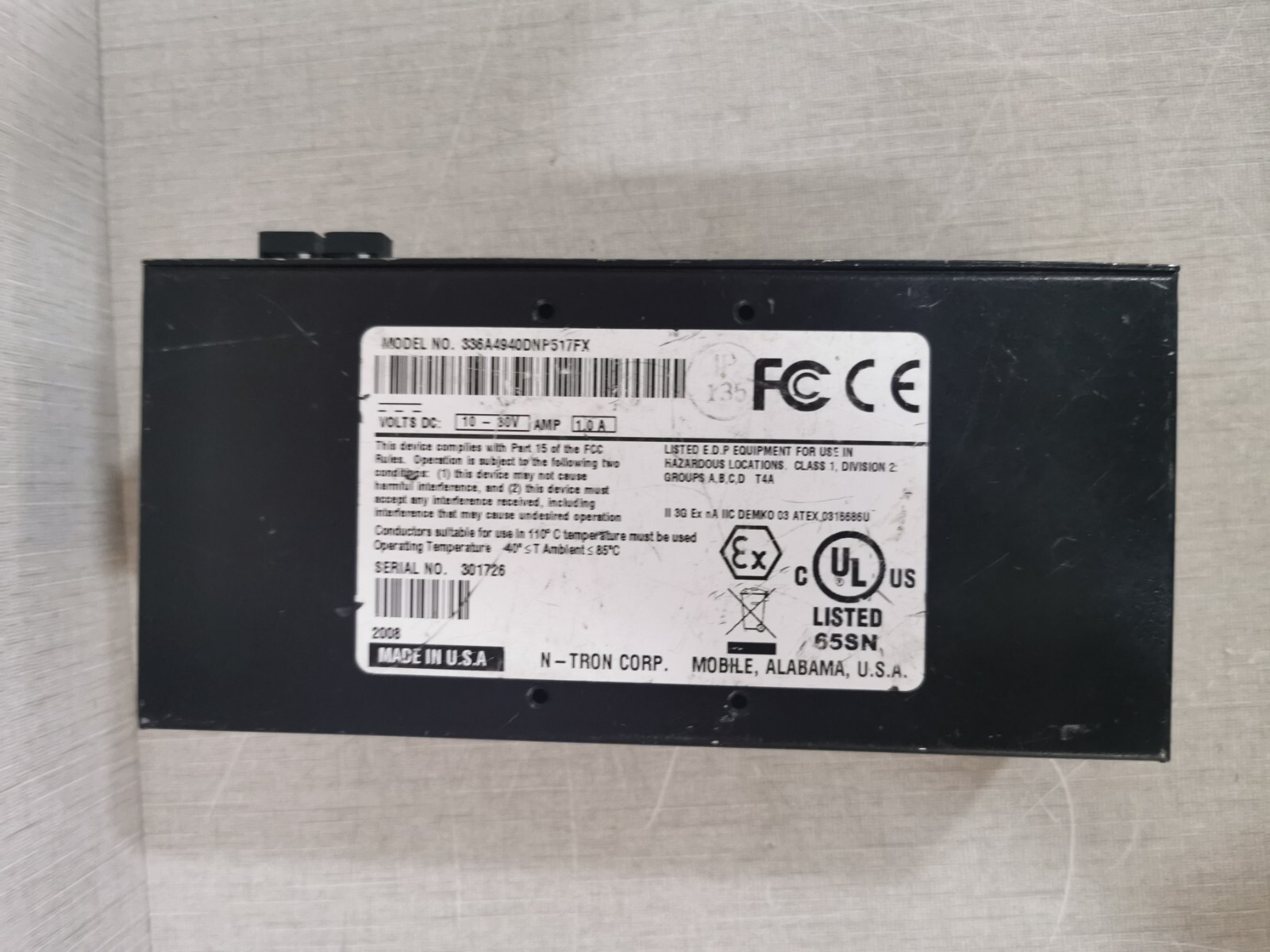 N-TRON 517FX Industrial Ethernet Switch 336A4940DNP517FX