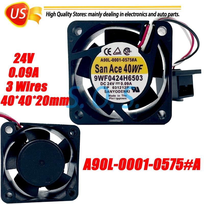 For A90L-0001-0575#A 9WF0424H6503 24V 0.09A 3-Wire San Ace Cooling Fan 40*40*20