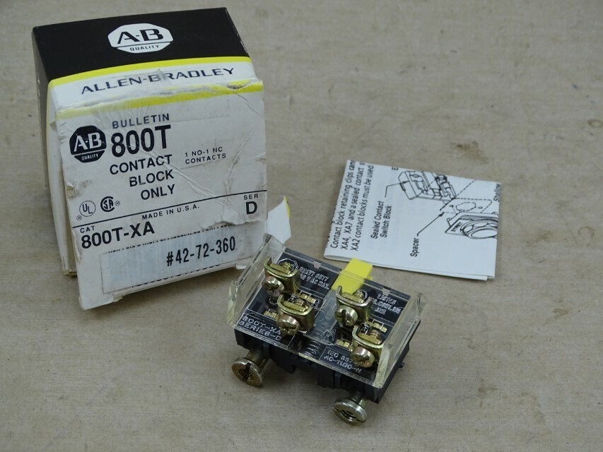 Allen Bradley Contact Block Only 600V, 800T-XA