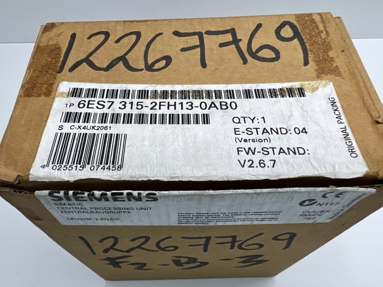 New Siemens 6ES7315-2FH13-0AB0 6ES7 315-2FH13-0AB0 SIMATIC CPU315F-2 PN/DP
