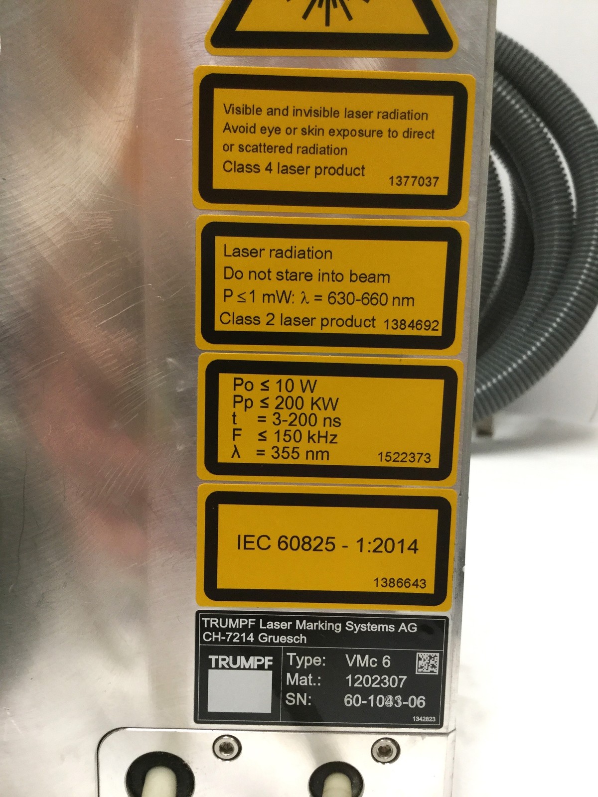 Trumpf VMc6 VectorMark Compact UV Laser Marker Nd:YV04 355nm, 80x80mm