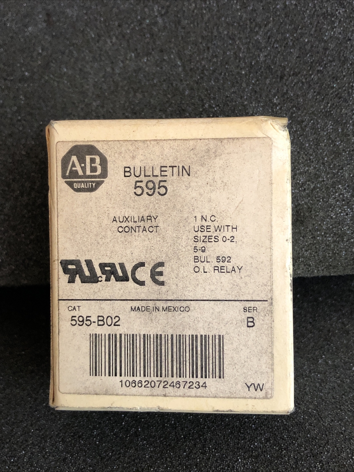 Allen Bradley, 595-B02, Auxiliary Contact 1NC NEW