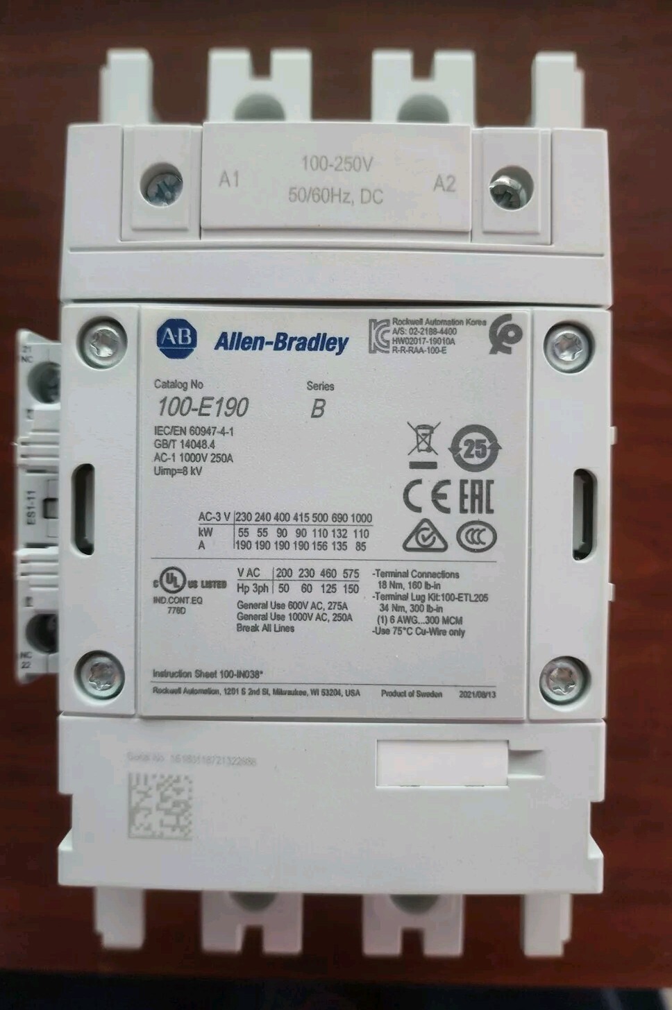 NEW OPEN BOX Allen-Bradley 100-E190KD11 Contactor – U.S. SELLER