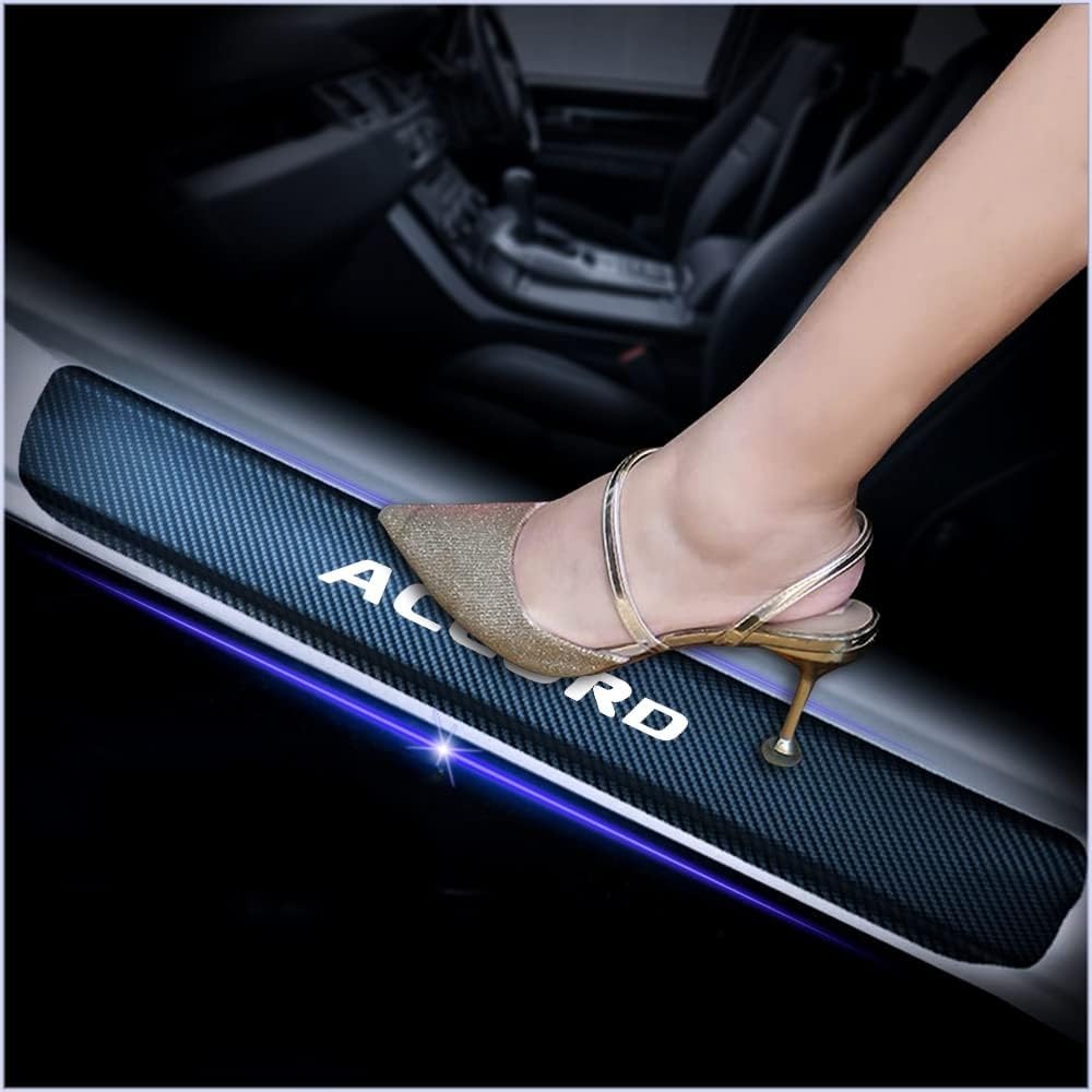 4PCS Car Door Sill Protector for Accord Carbon Fiber Anti-Scratch Guard White