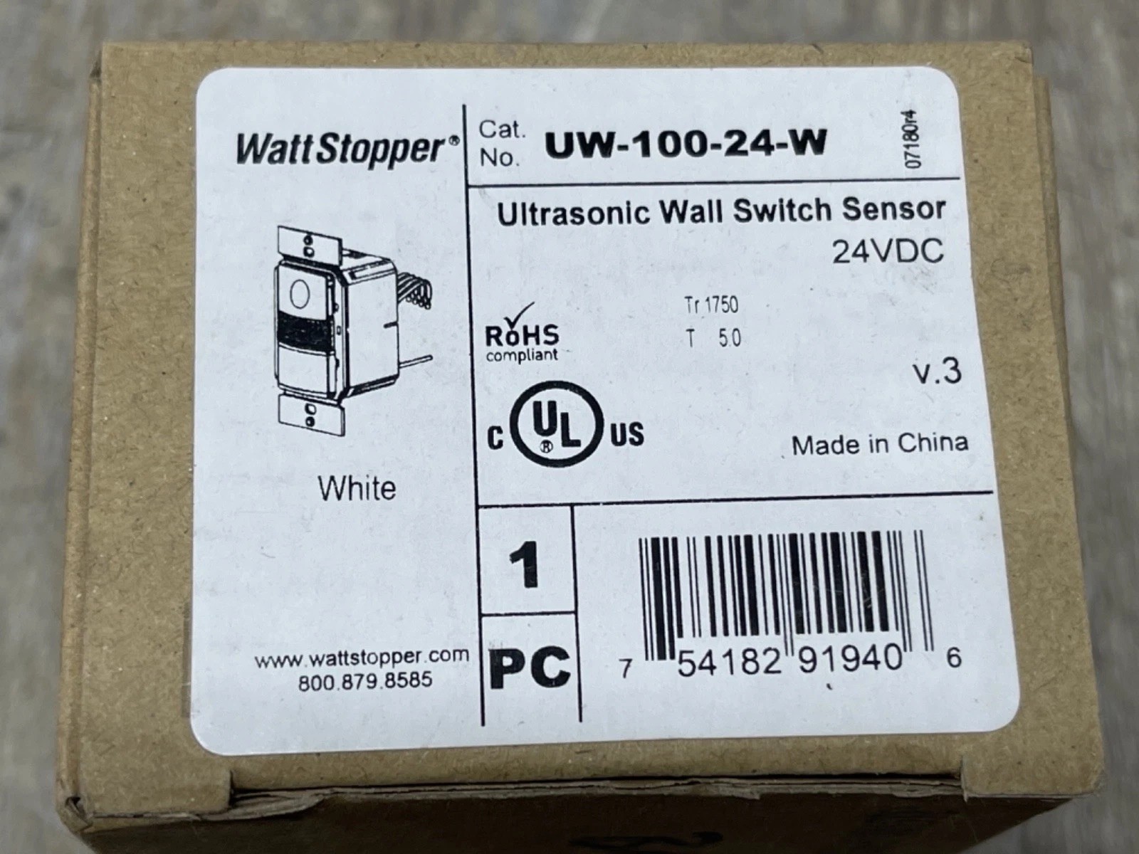 Watt Stopper UW-100-24-W Ultra Wall Switch New