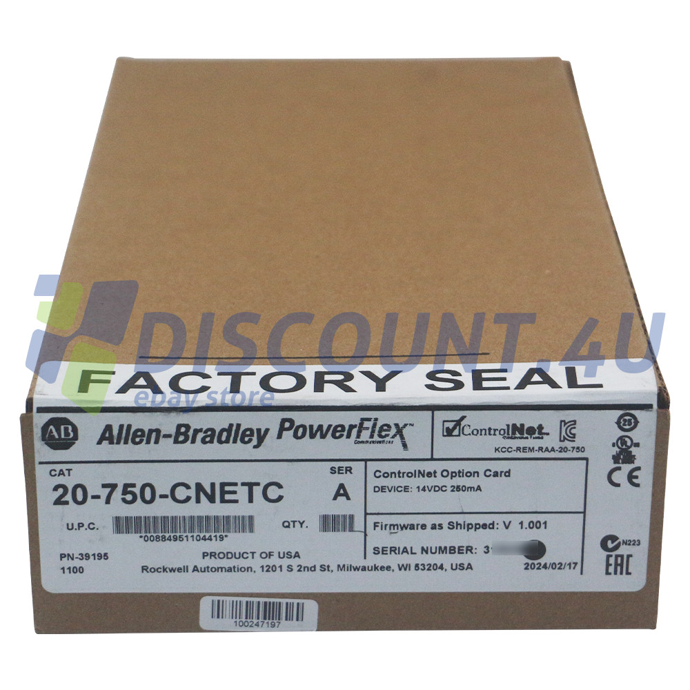 New sealed Allen-Bradley 20-750-CNETC Module SER. A 14VDC F/W V1.001