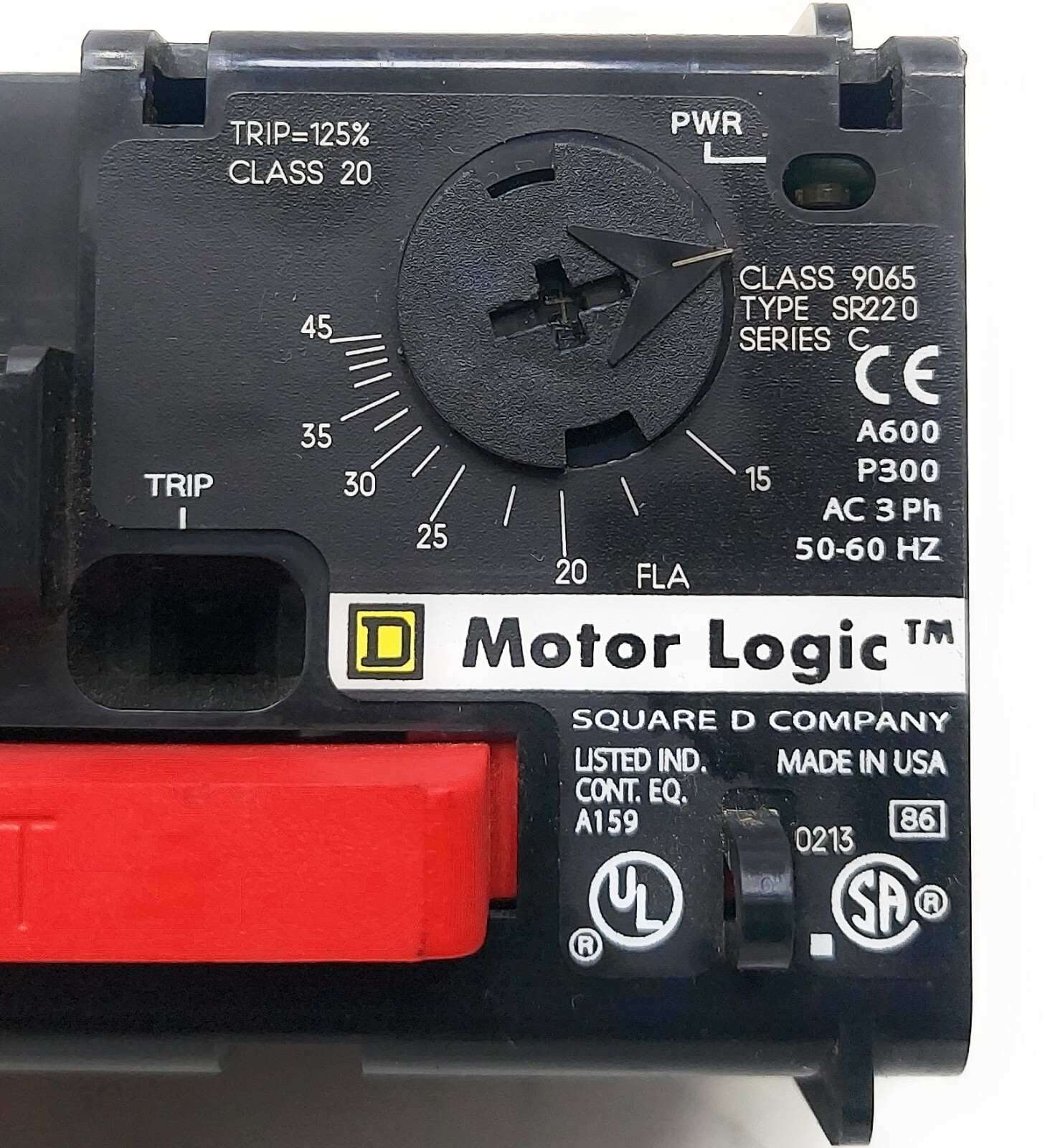 Schneider Electric Motor Logic Class 9065 SR220 Overload Relay