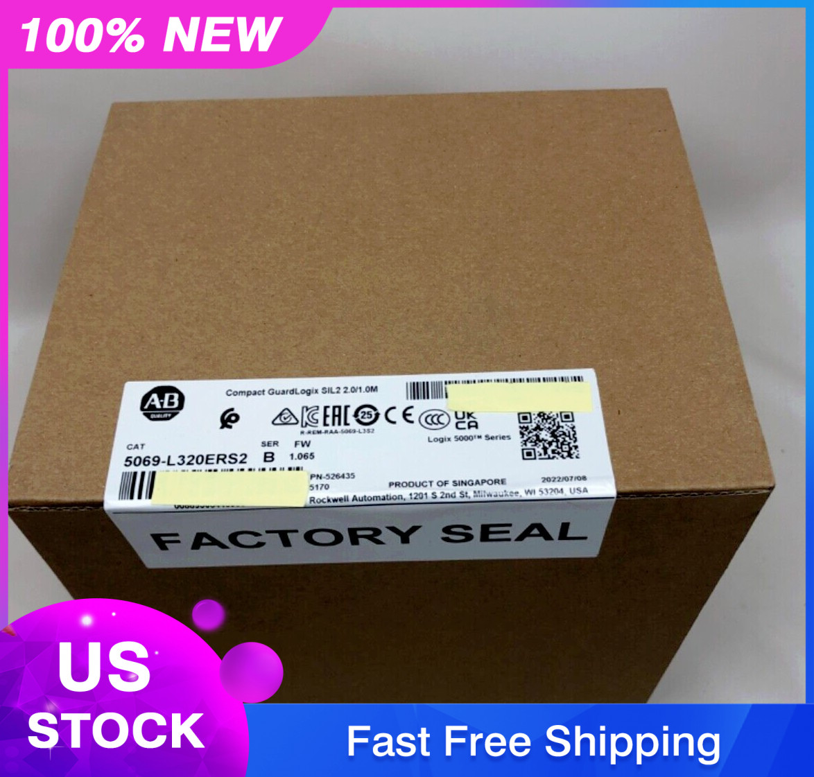 New Factory Sealed AB 5069-L320ERS2 GuardLogix 5380 PLC Processor Compact