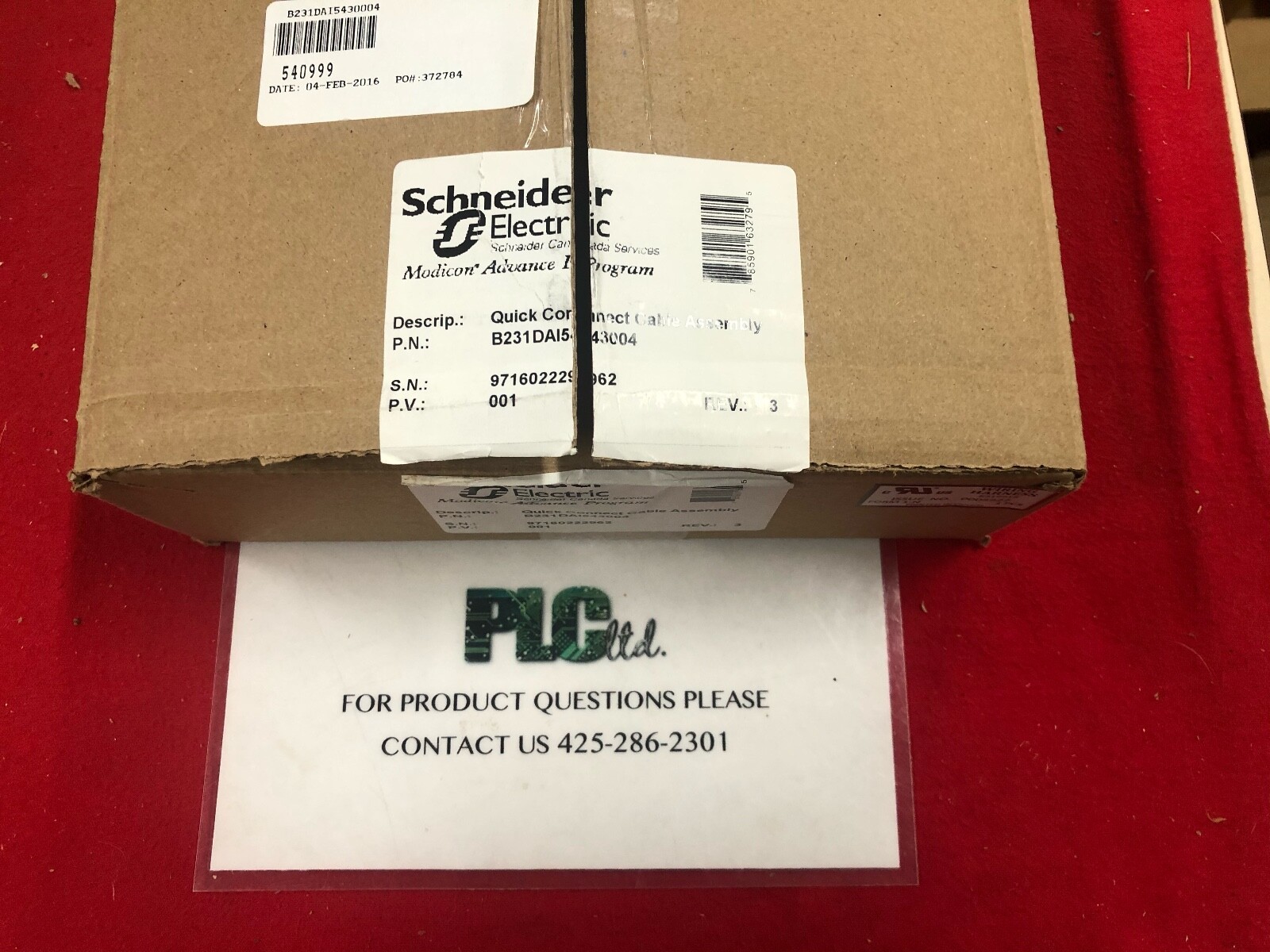 B231DAI543004 Schneider Electric Modicon Quick Connect Cable Assembly