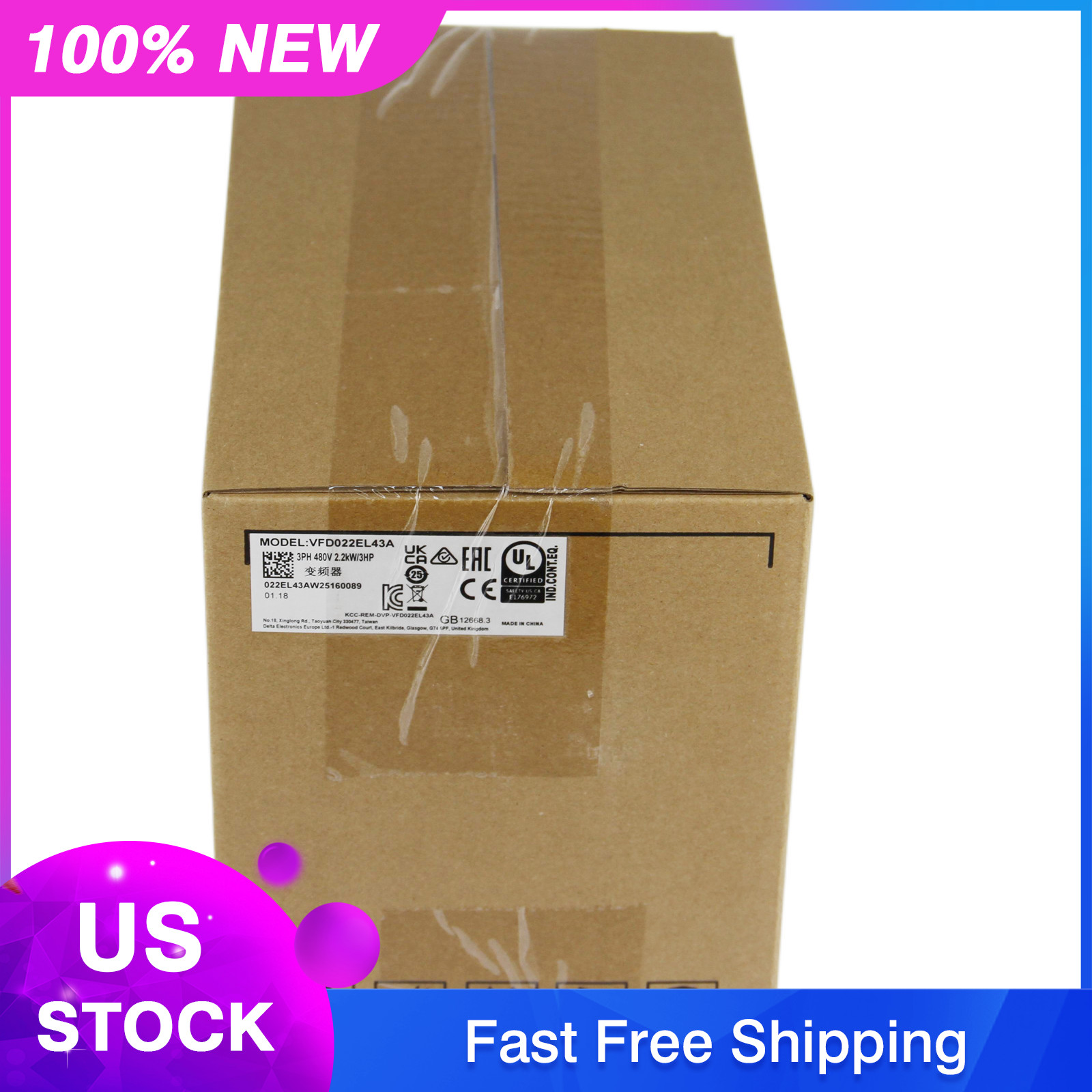 NEW Delta VFD022EL43A PLC Programmable 3Hp 460V Three Phase Input AC Micro Drive