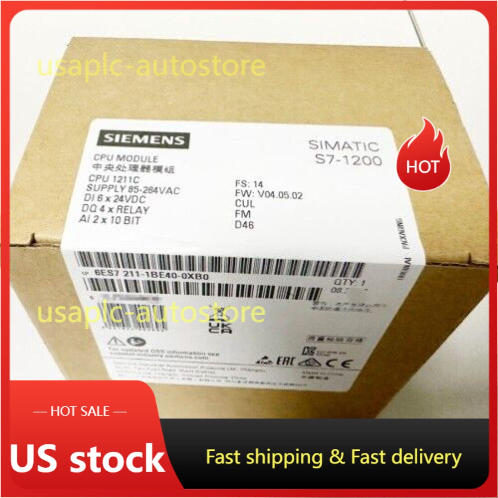 New Siemens 6ES7211-1BE40-0XB0 6ES72111BE400XB0 SIMATIC S7-1200 CPU 1211C