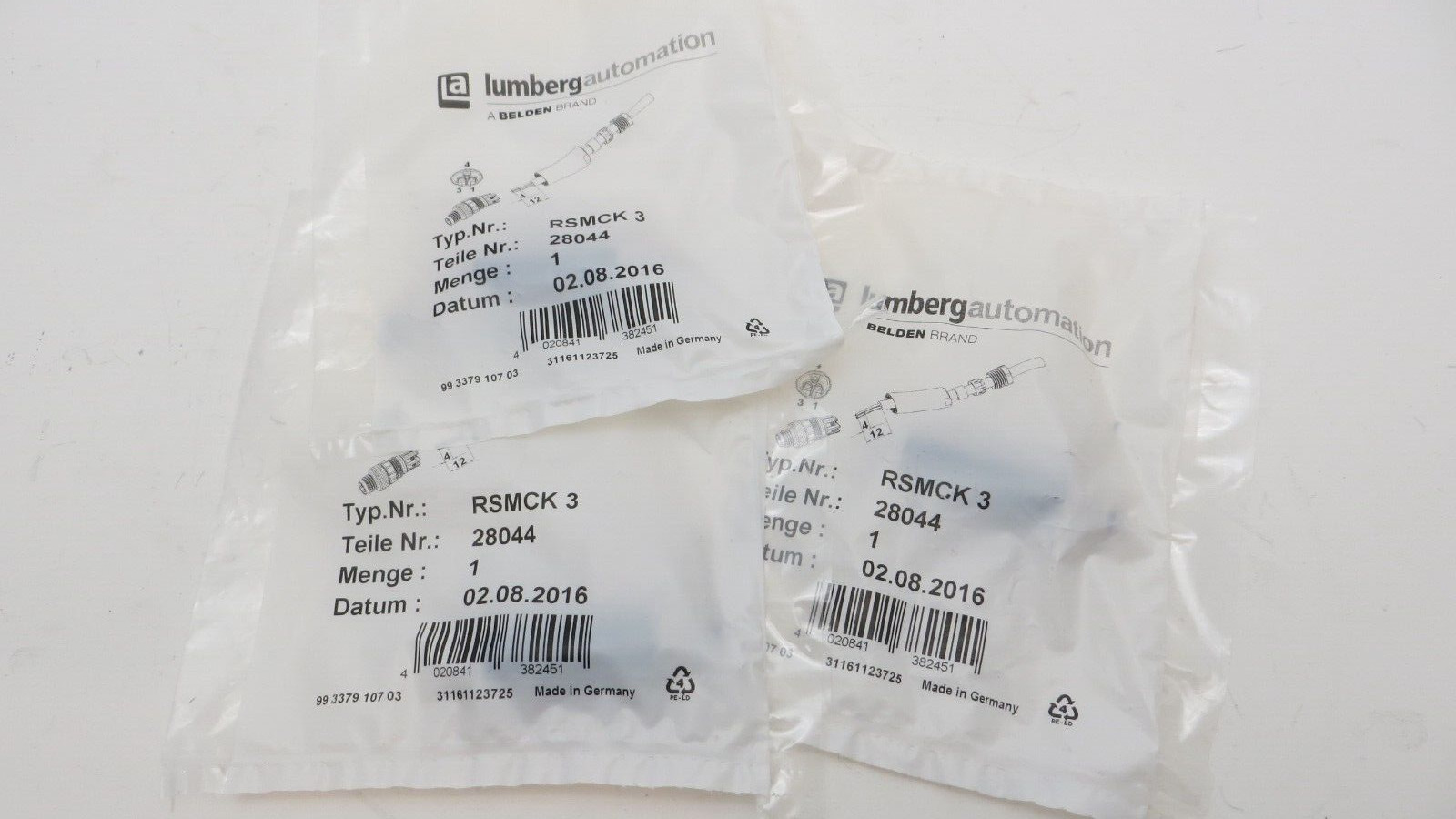 3 Pieces BELDEN 28044 RSMCK 3 CONNECTOR