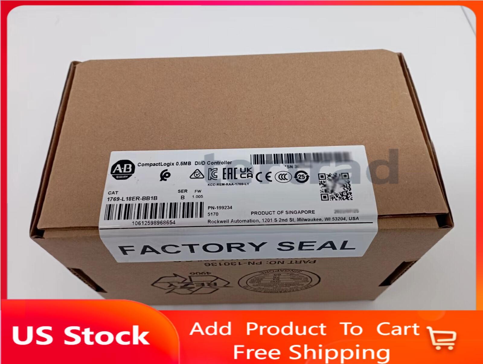 NEW Allen-Bradley AB 1769-L18ER-BB1B SER B CompactLogix 0.5MB DI/O Controller