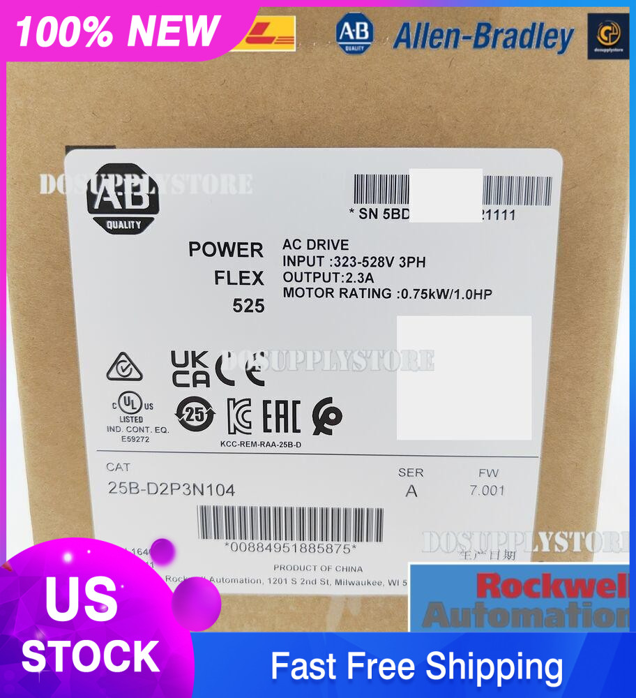 Allen-Bradley 25B-D2P3N104 PowerFlex 525 0.75kW 1Hp AC Drive 25BD2P3N104