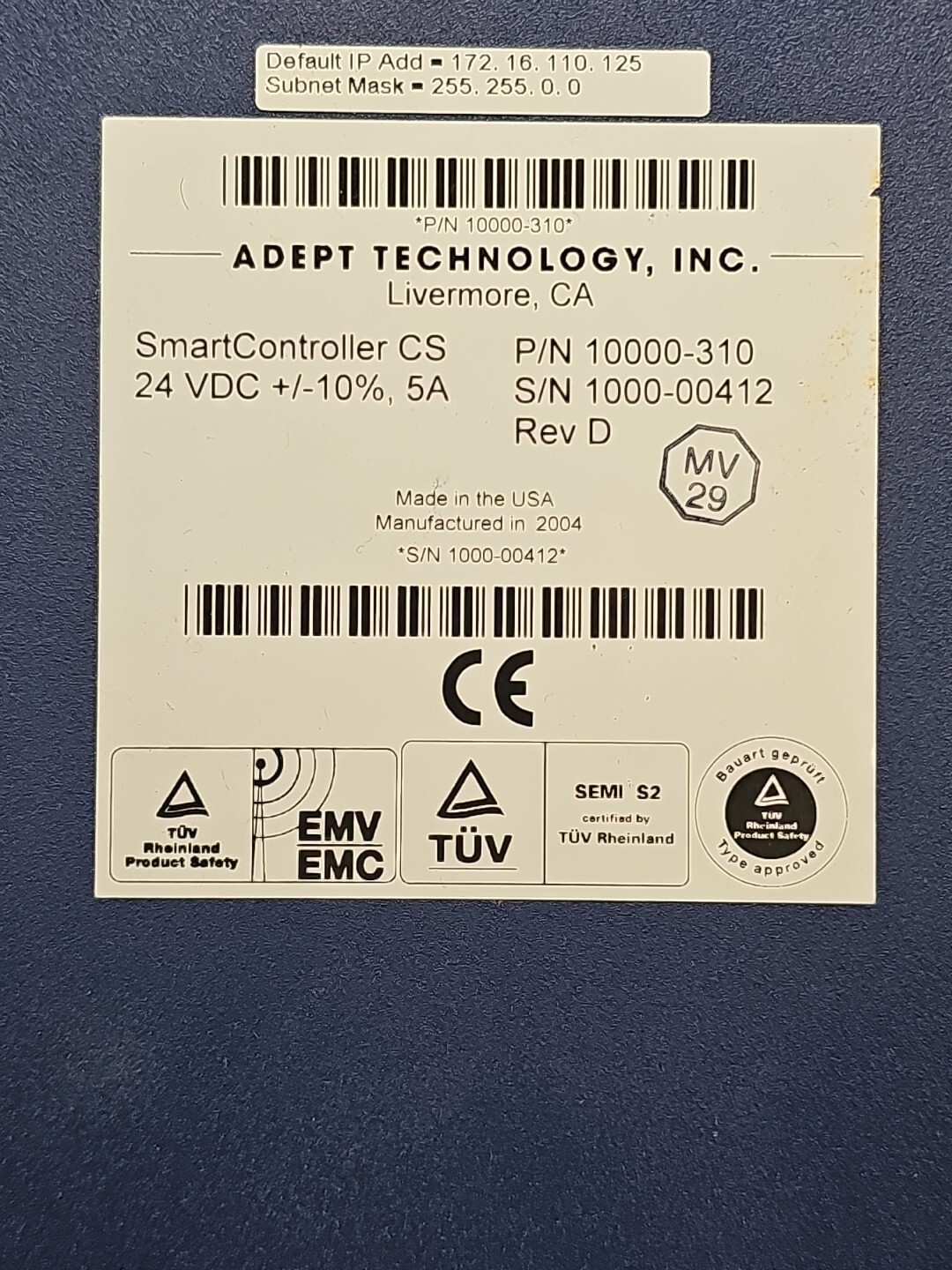 Adept Technology SmartController CS 10000-310 Rev:D Automation Robot Controller