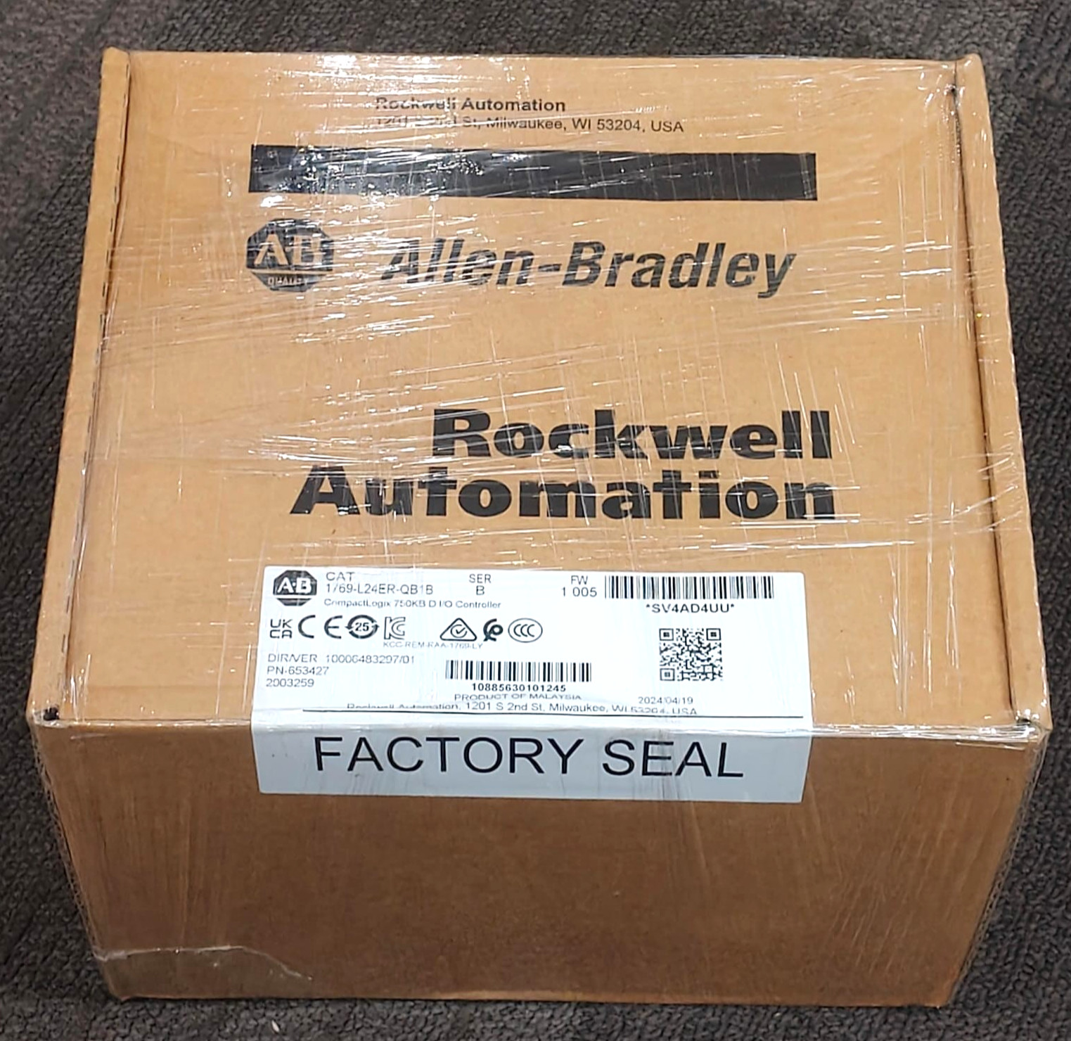 ALLEN-BRADLEY 1769-L24ER-QB1B COMPACT LOGIX 750KB DI/O CONTROLLER 1769L24ERQB1B