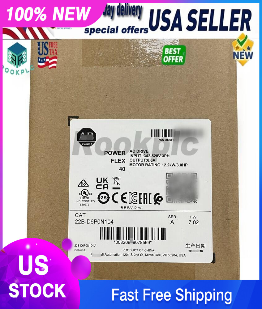 22B-D6P0N104 New 22BD6P0N104 PowerFlex 40- 2.2 kW (3 HP) AC Drive 1pcs