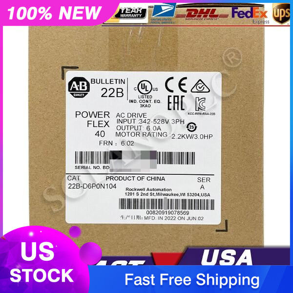 22B-D6P0N104 AB PowerFlex 40- 2.2 KW (3 HP) AC Drive Fast Shipping 22BD6P0N104GQ