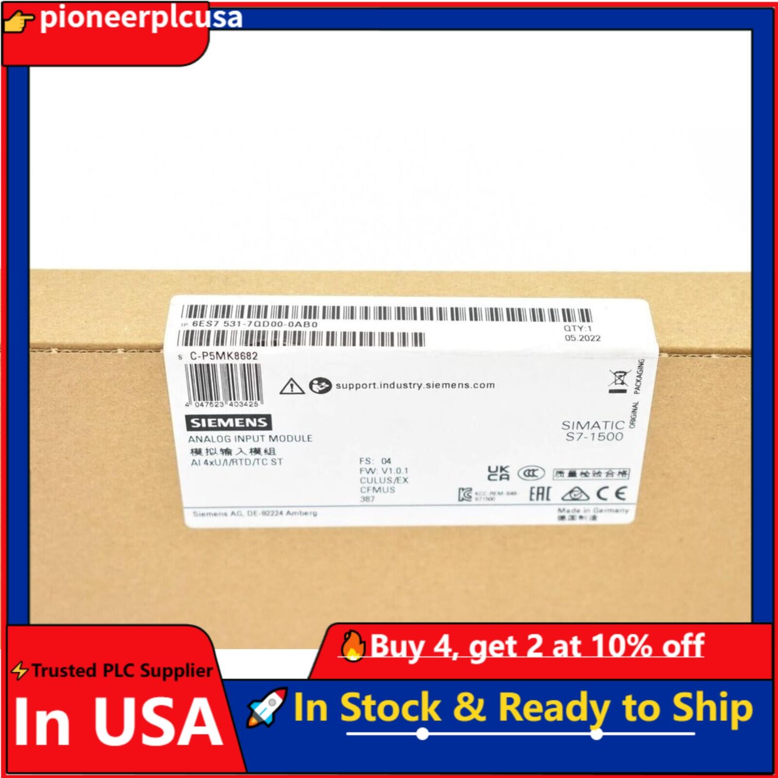 New Siemens 6ES7 531-7QD00-0AB0 6ES7531-7QD00-0AB0 S7-1500 Analog input module