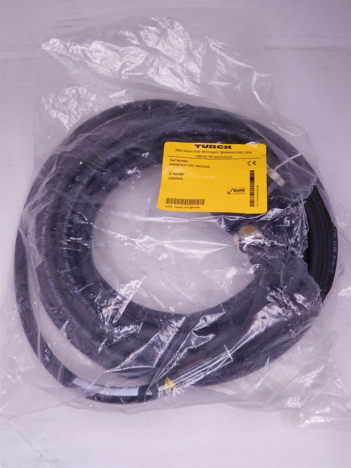 TURCK HANQWP4/2F-2251-10M/S3334 ACTUATOR AND SENSOR CORDSET (S7)